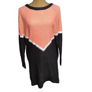 LuLaRoe‎ Lauren Faux Cashmere Sweater Dress Size M Cable Knit Peach Black Soft